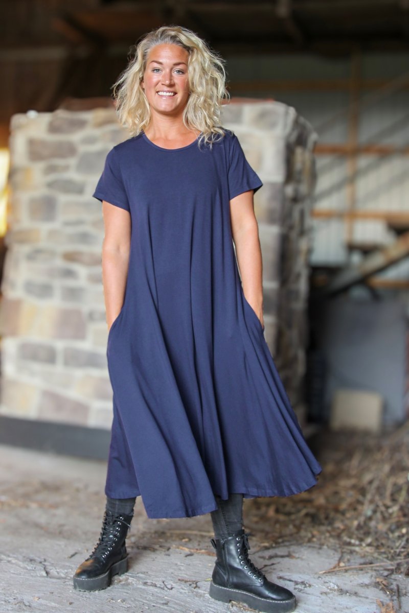 Donkerblauwe jurk Ballerina Origineel Donkerblauw