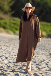 Mørkebrun Kjole Sahara Longsleeve Dark Brown Recycled-Material