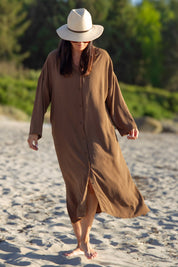 Mørkebrun Kjole Sahara Longsleeve Dark Brown Recycled-Material