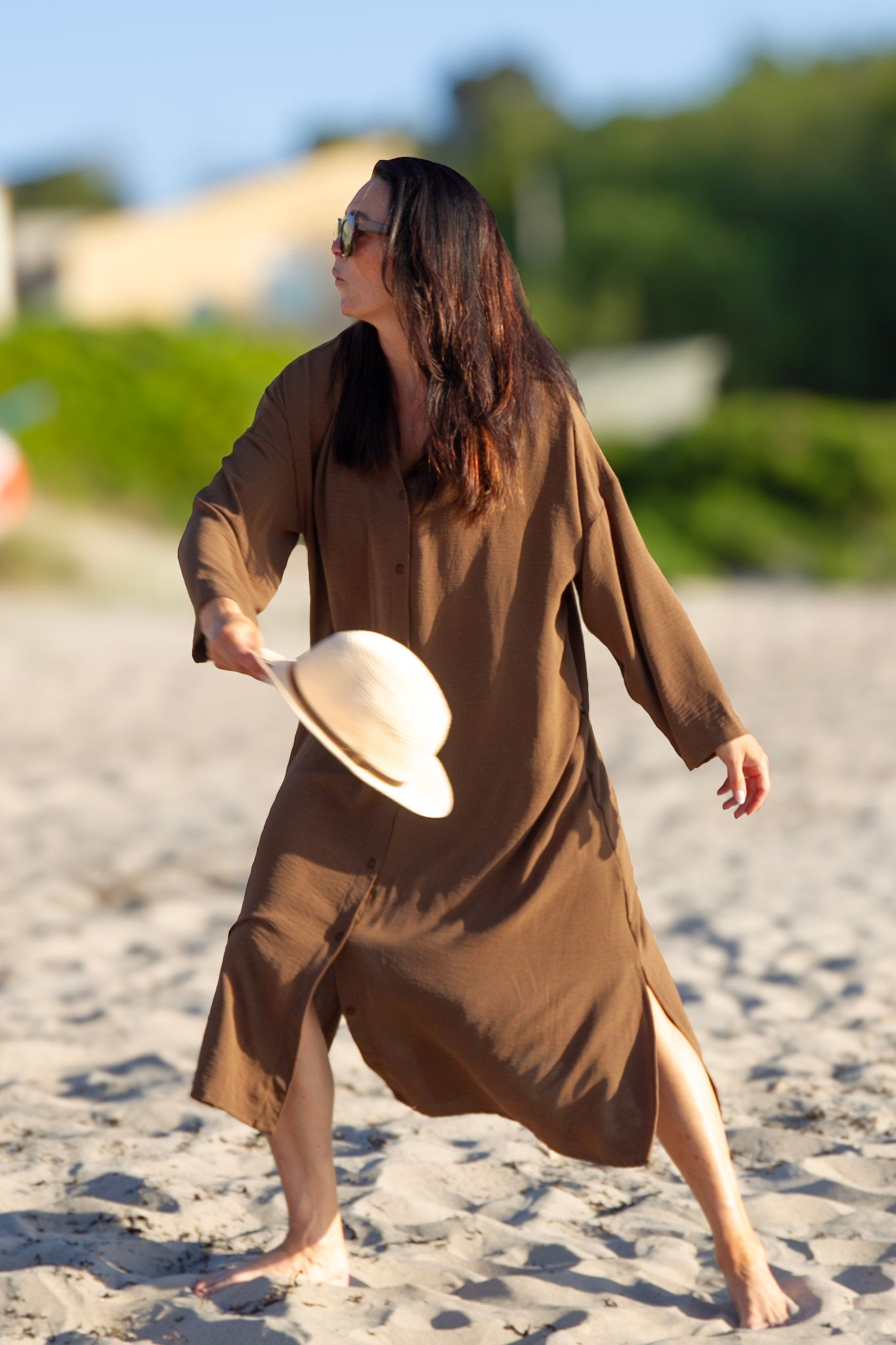 Mørkebrun Kjole Sahara Longsleeve Dark Brown Recycled-Material