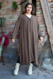 Dunkelbraunes Kleid Sahara Longsleeve Dunkelbraun