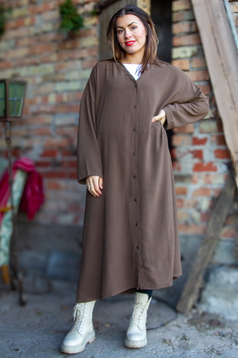 Dunkelbraunes Kleid Sahara Longsleeve Dunkelbraun