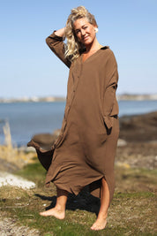 Mørkebrun Kjole Sahara Longsleeve Dark Brown Recycled-Material