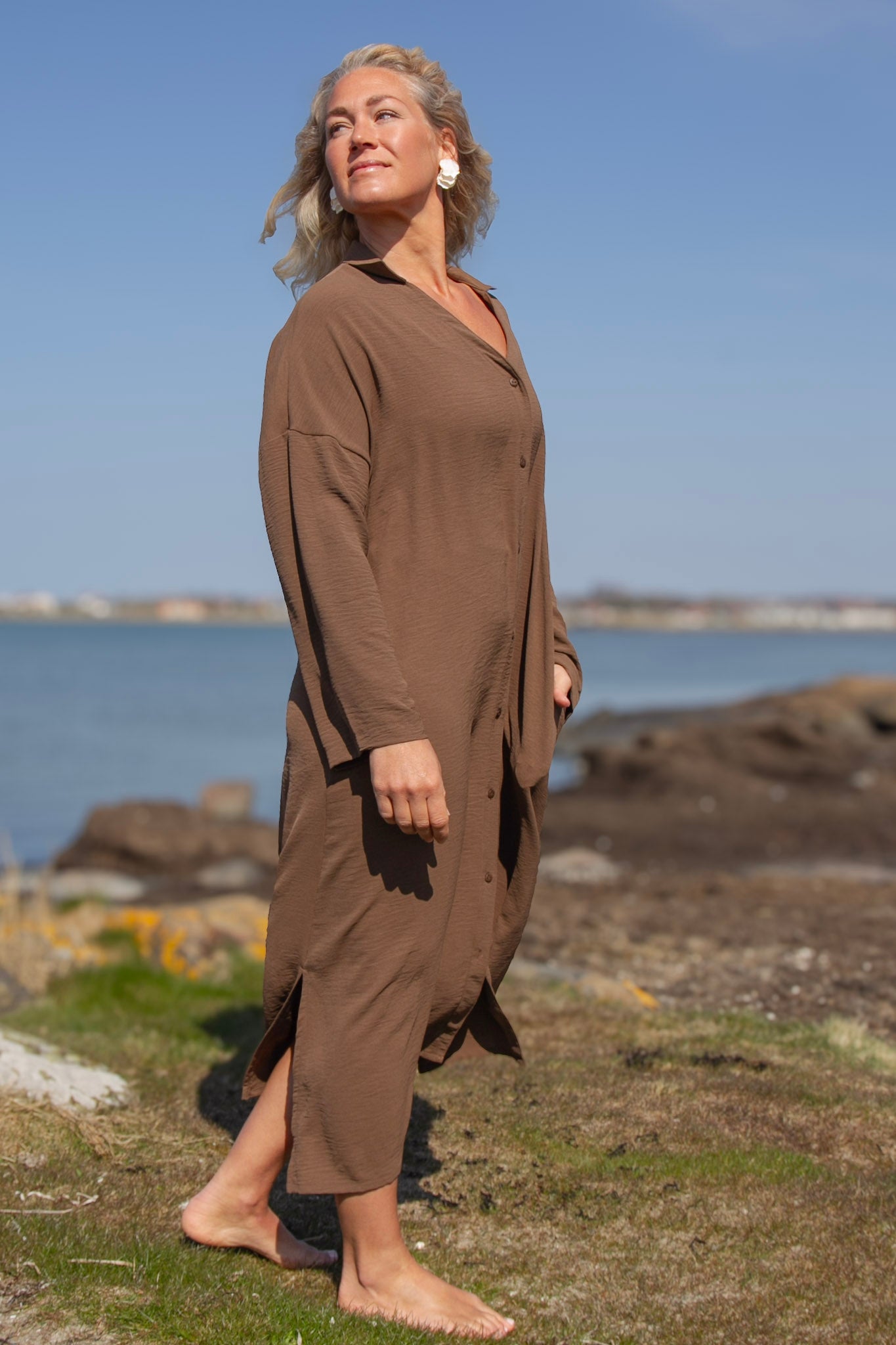 Mørkebrun Kjole Sahara Longsleeve Dark Brown Recycled-Material
