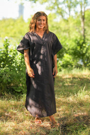 Dark Grey Linen Dress Lofoten Dark Grey