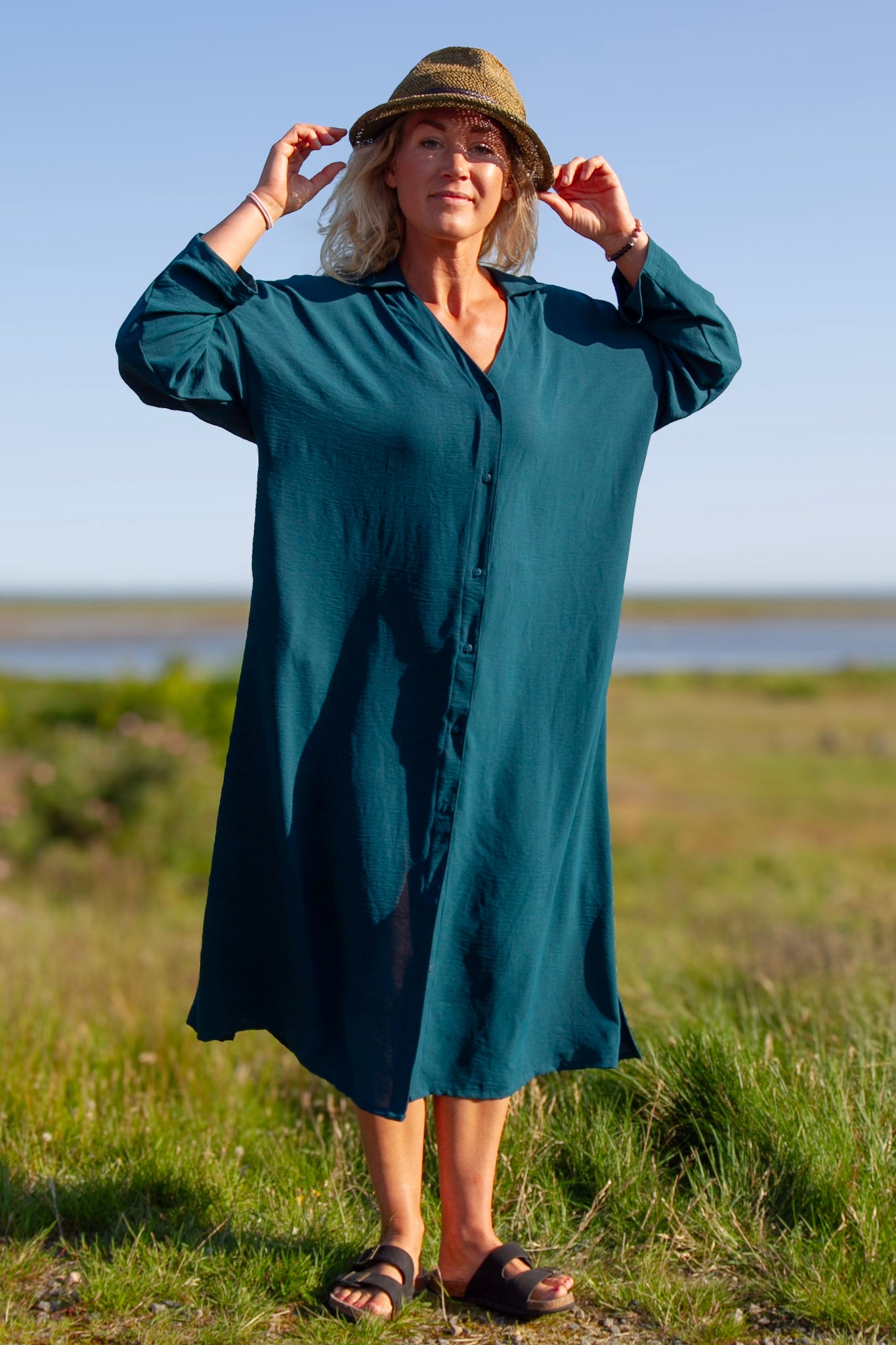 Mørkegrøn Kjole Sahara Longsleeve Dark Green Recycled-Material