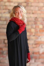 Vinröd Stickad Halsduk Sigrid Wine Red