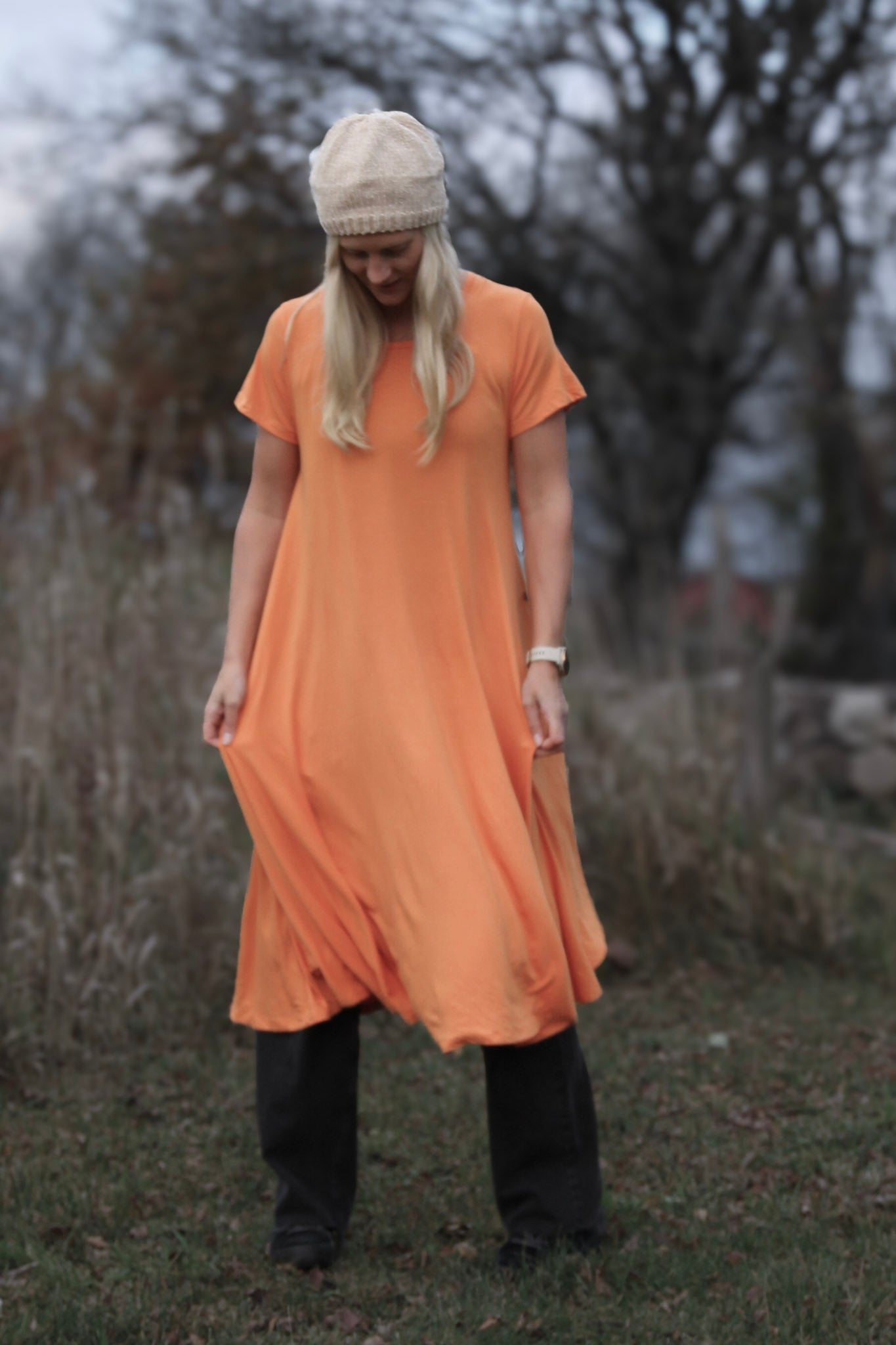 Orange Ballerinakleid lang orange Potters