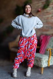 Red Harem Pants Yoggi Christmas Red Base