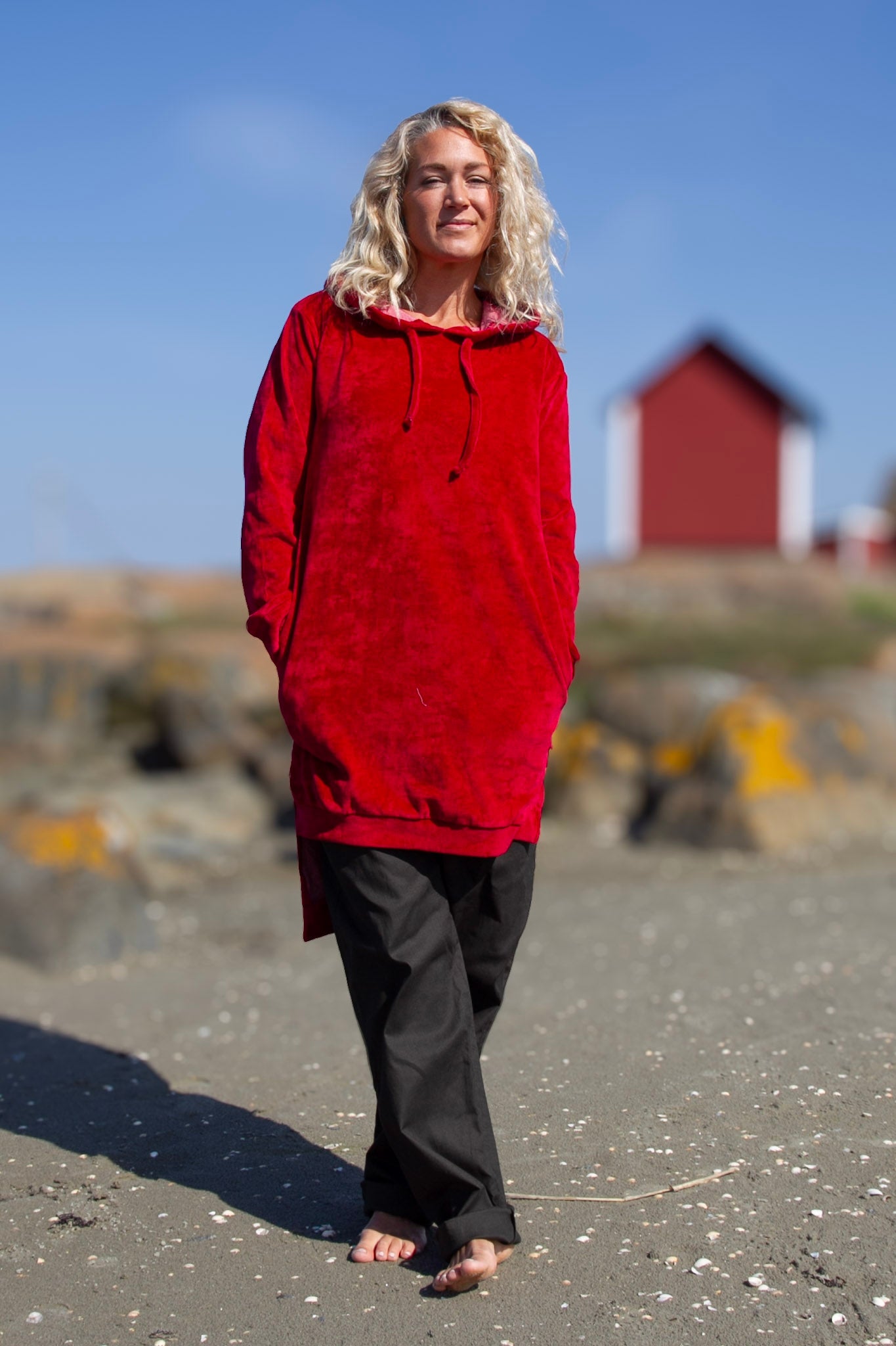 Red Hoodie Dress Scarlet Smile Red