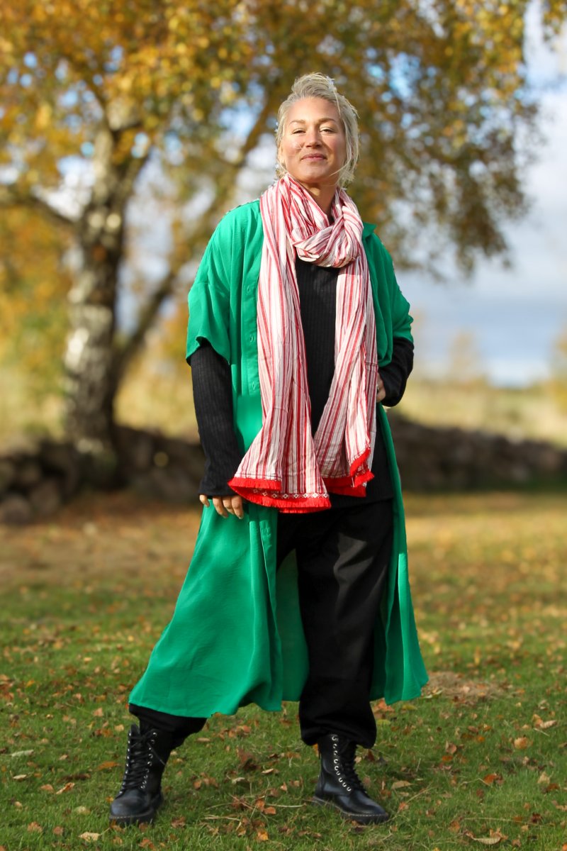 Red Scarf Wrap Stripe Red
