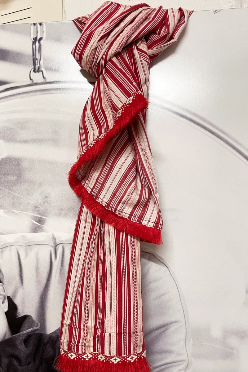 Red Scarf Wrap Stripe Red