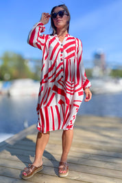 Red &amp; White Dress Kihe Red &amp; White