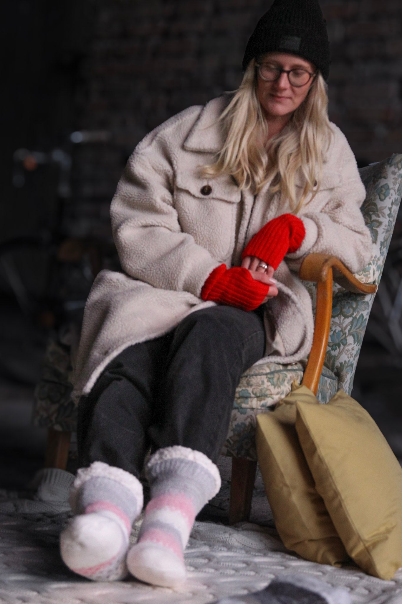 Rosa Mönstrade Julstrumpor Frost Pink