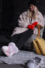 Rosa Mönstrade Julstrumpor Frost Pink