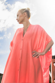 Rosa Kaftan-kjole Olinda Peach-Rød
