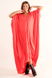 Rosa Kaftan-kjole Olinda Peach-Rød