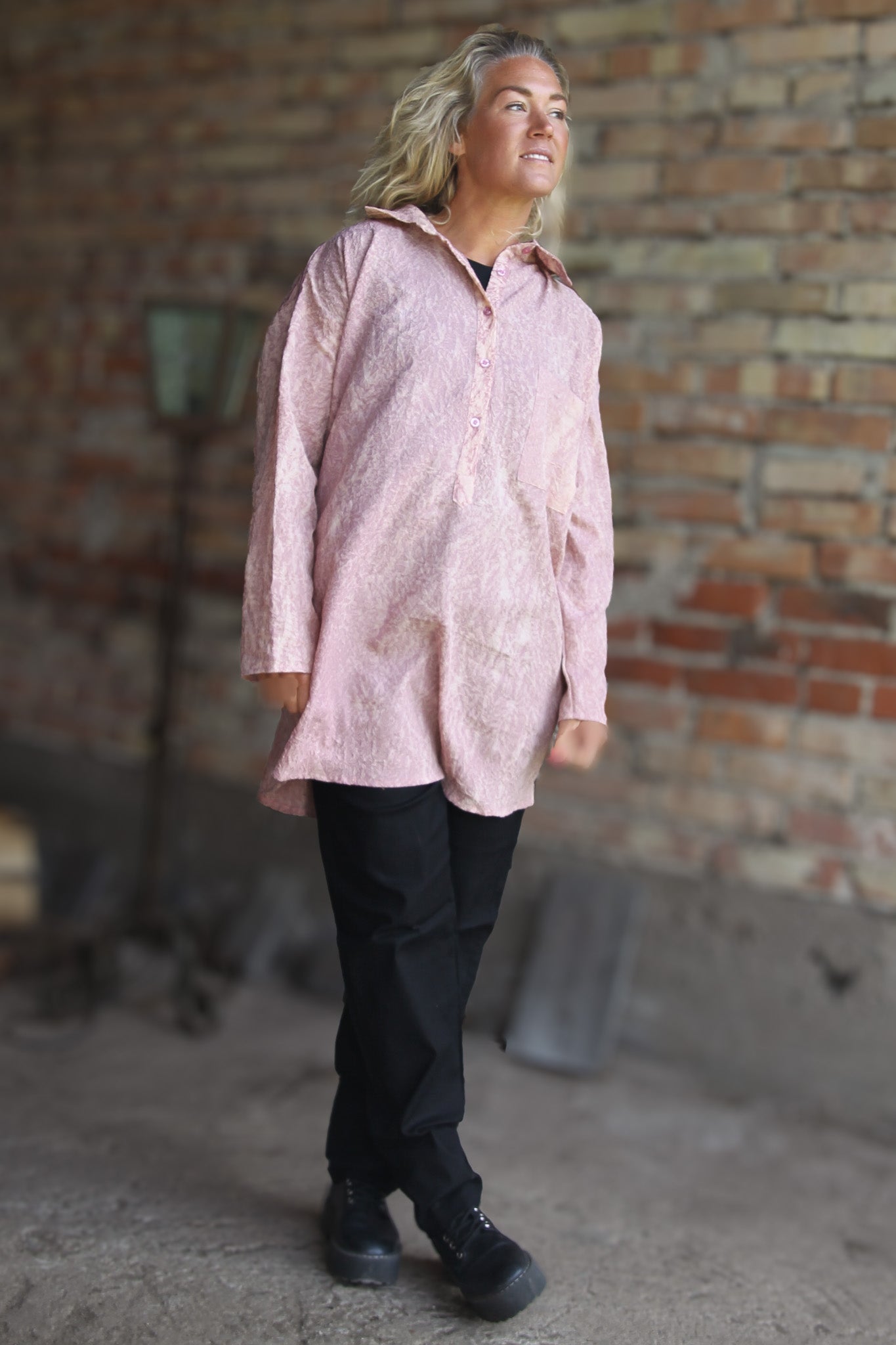 Roze/paars shirt Dhalis Crinkle roze/paars