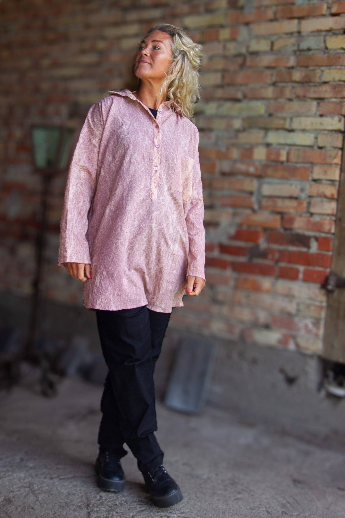 Roze/paars shirt Dhalis Crinkle roze/paars