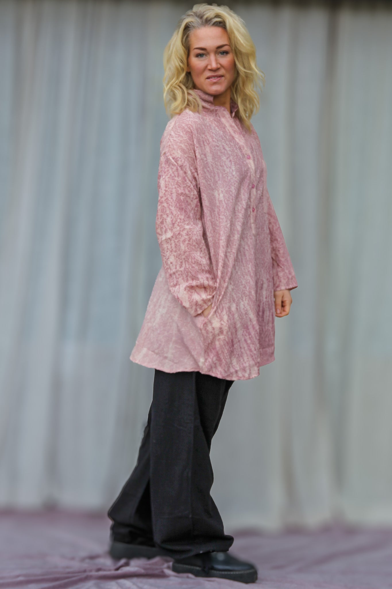 Roze/paars shirt Dhalis Crinkle roze/paars