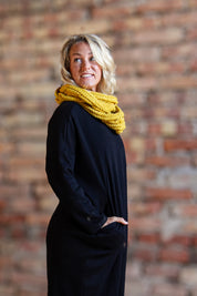 Senapsgul Stickad Halsduk Sigrid Mustard