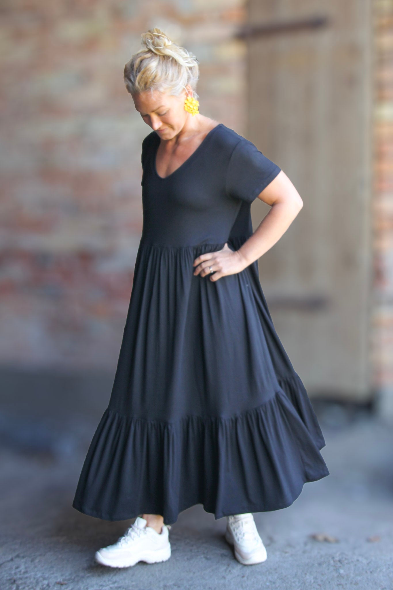 Svart Draperad Klänning Amelie Black