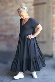 Svart Draperad Klänning Amelie Black