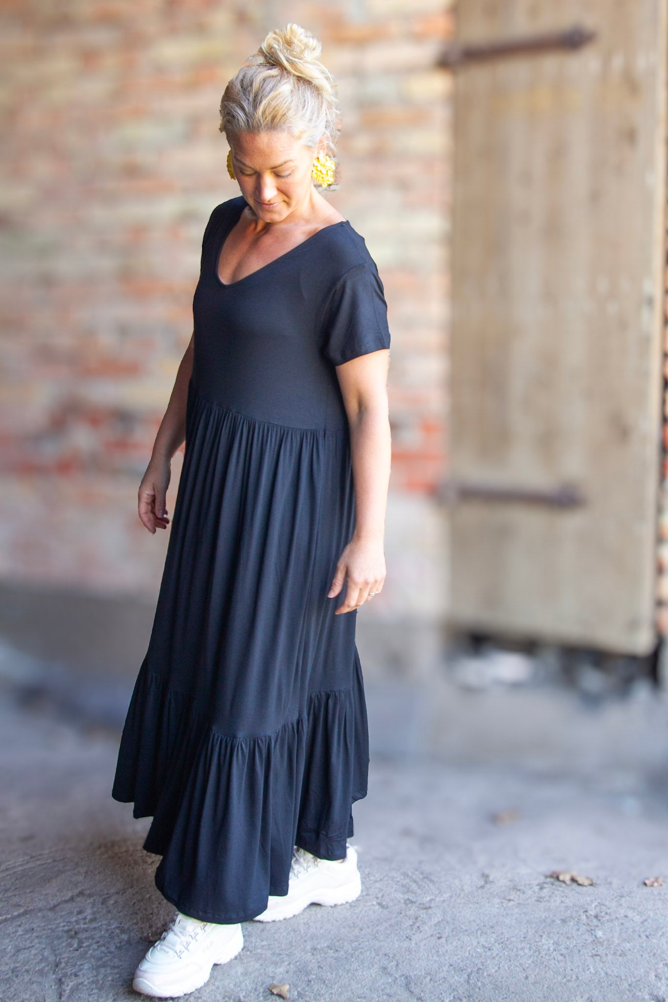 Svart Draperad Klänning Amelie Black