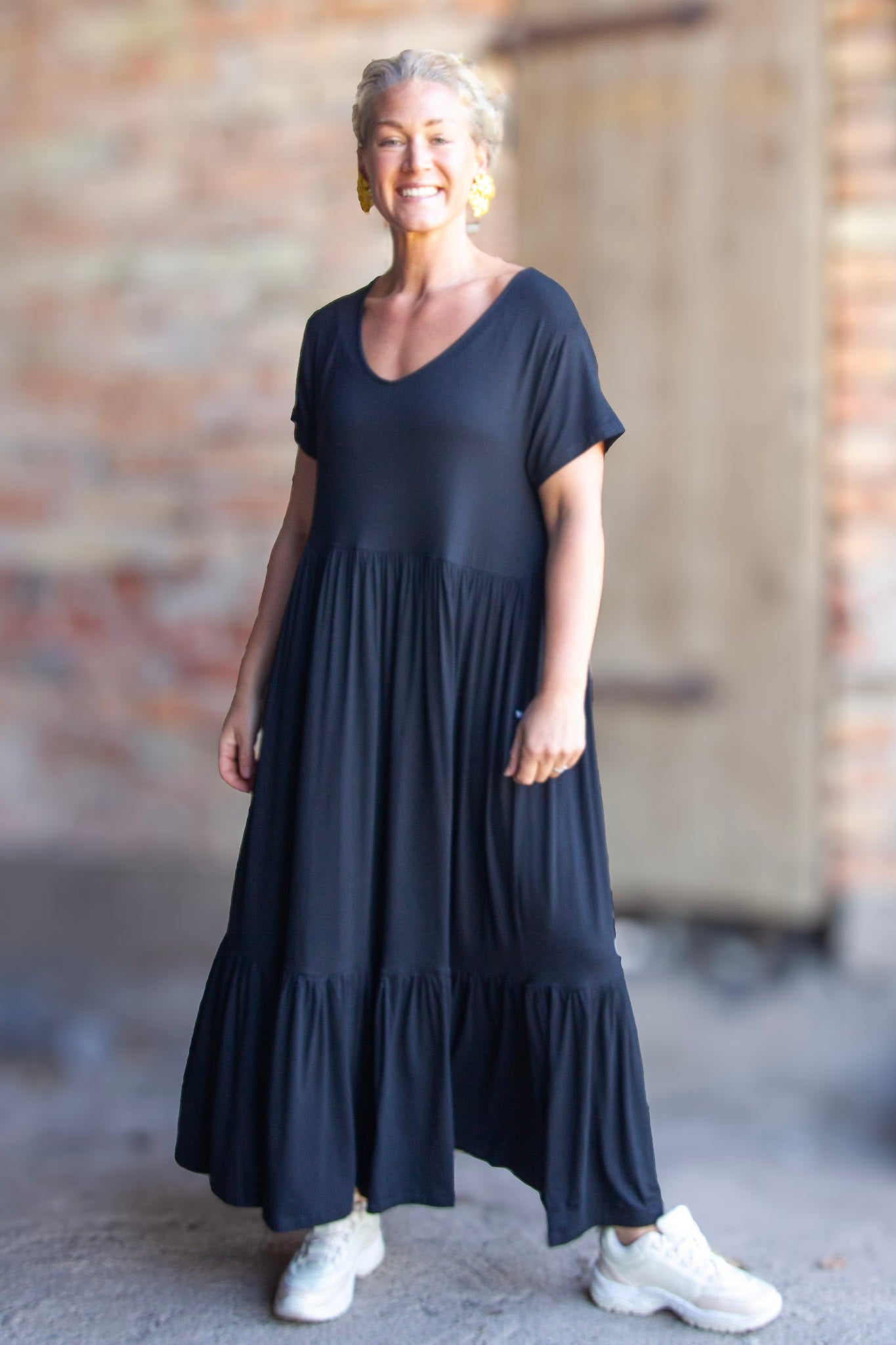 Svart Draperad Klänning Amelie Black
