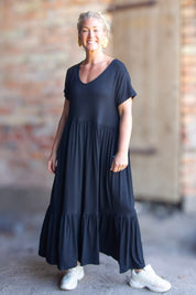 Svart Draperad Klänning Amelie Black