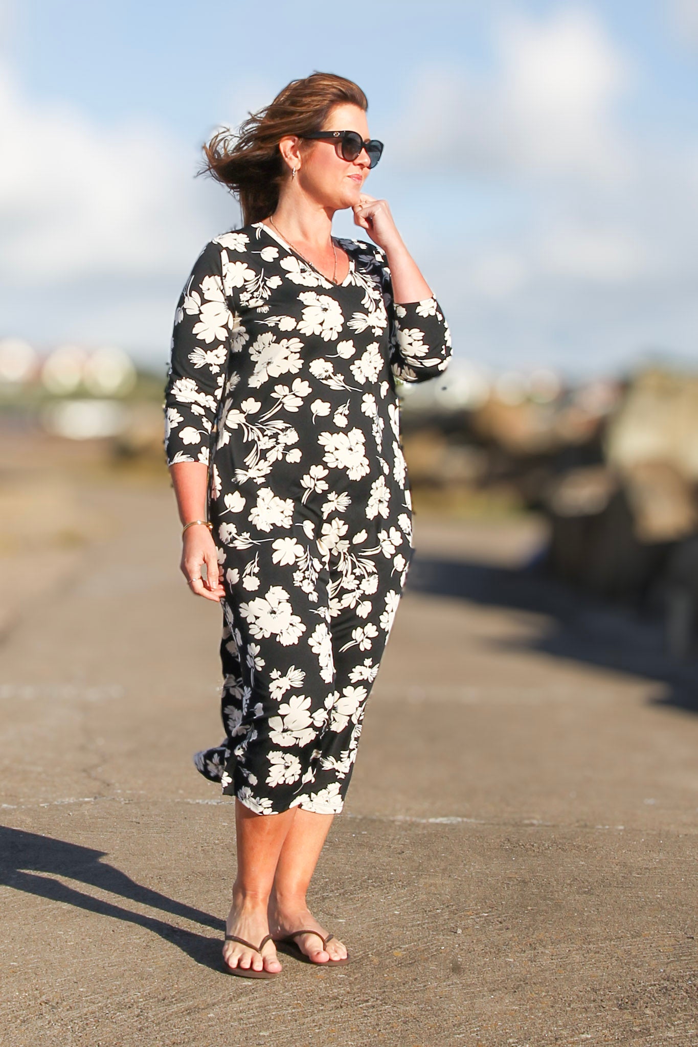 Black Floral Dress Riviera Olive Black