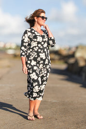 Black Floral Dress Riviera Olive Black