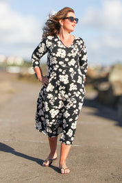 Black Floral Dress Riviera Olive Black