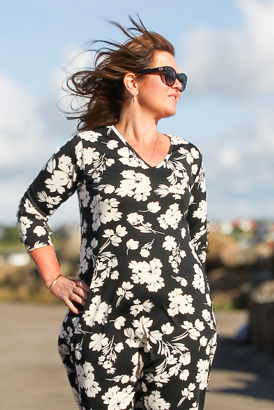 Black Floral Dress Riviera Olive Black