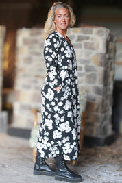 Black Floral Dress Riviera Olive Black