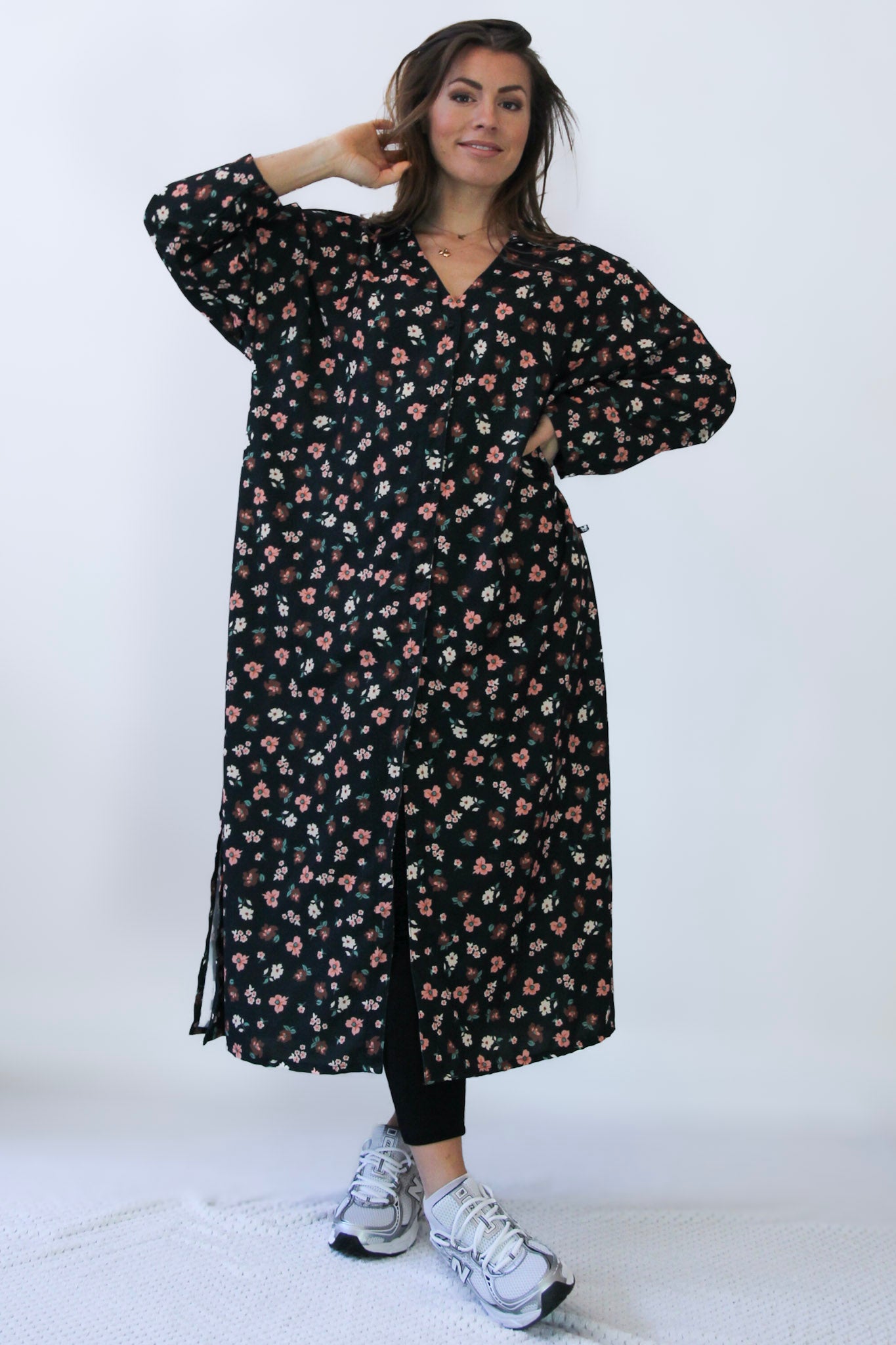 Black Floral Dress Sahara Longsleeve Black Flower