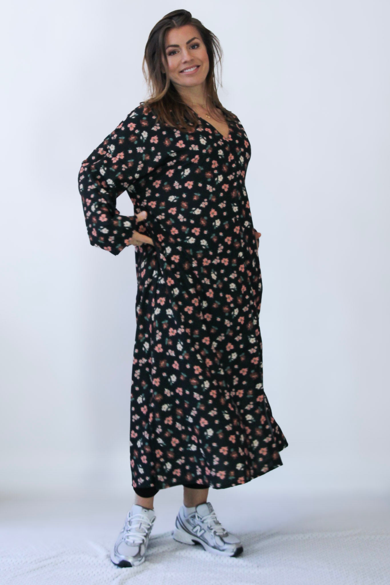 Black Floral Dress Sahara Longsleeve Black Flower