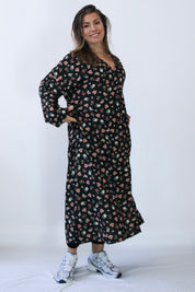 Black Floral Dress Sahara Longsleeve Black Flower