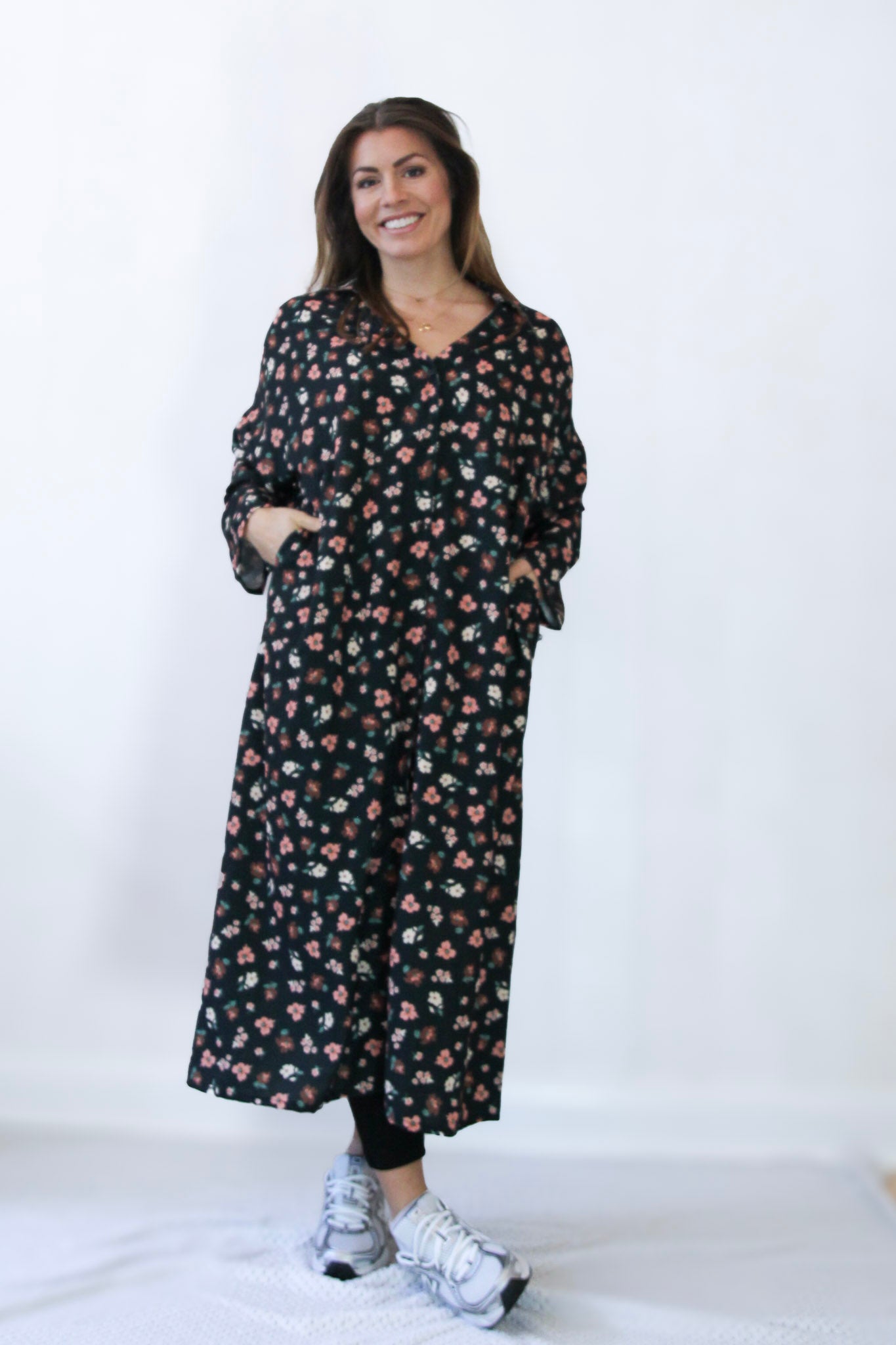 Black Floral Dress Sahara Longsleeve Black Flower