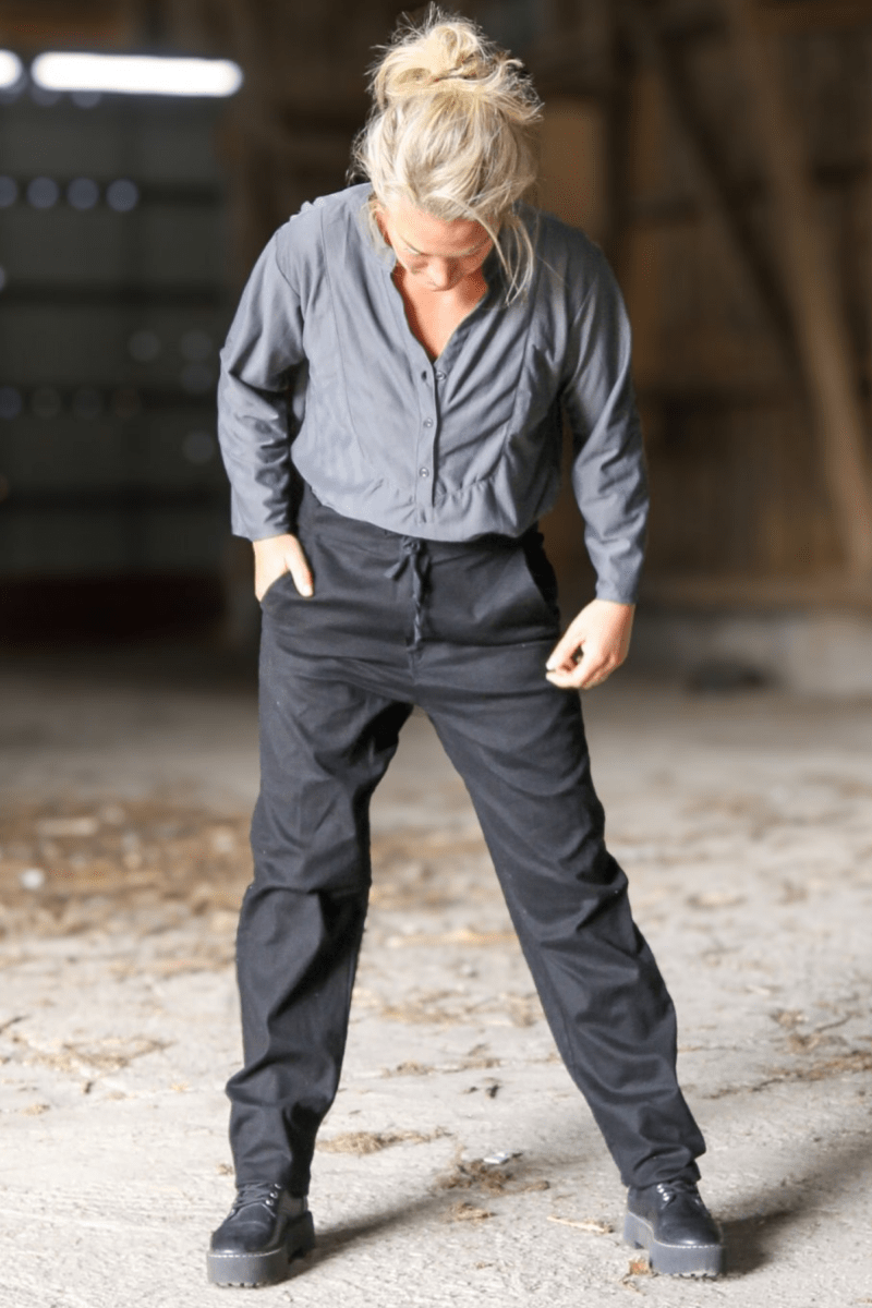 Black Linen Trousers Porto Black