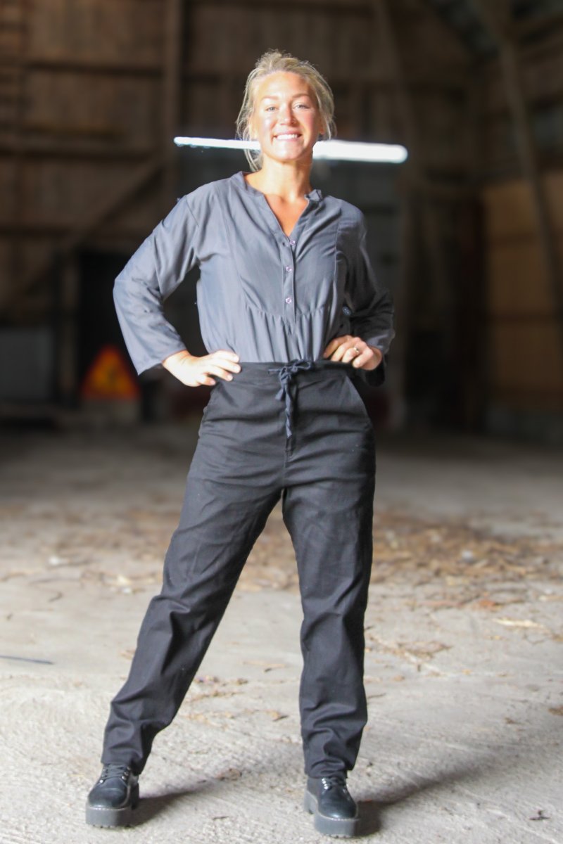 Black Linen Trousers Porto Black