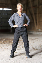 Black Linen Trousers Porto Black