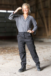Black Linen Trousers Porto Black