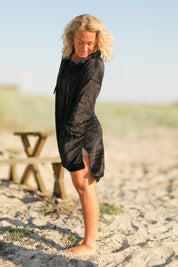 Svart Hoodie Klänning Long Black