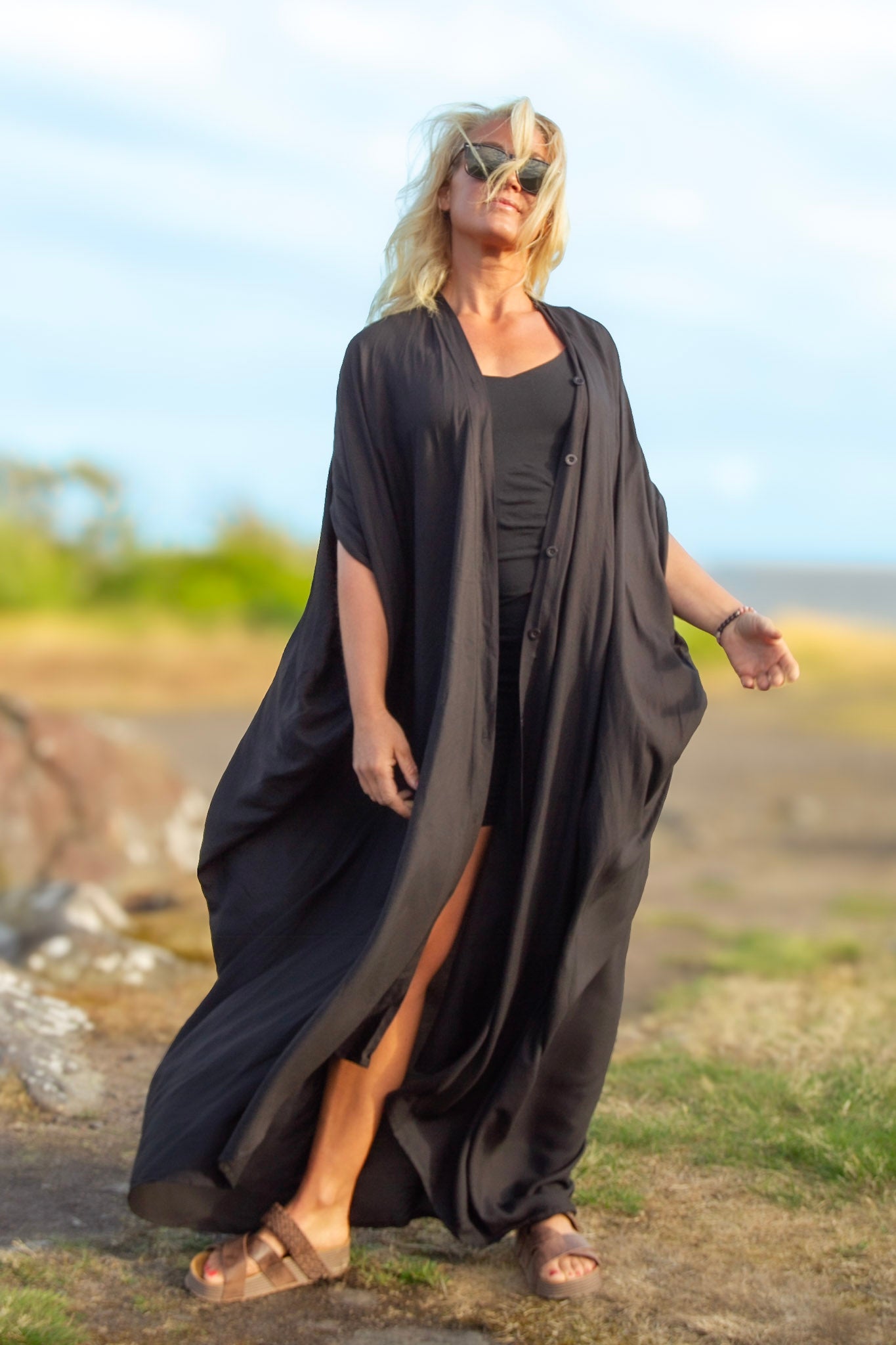 Sort Kaftan Kjole Olinda Sort