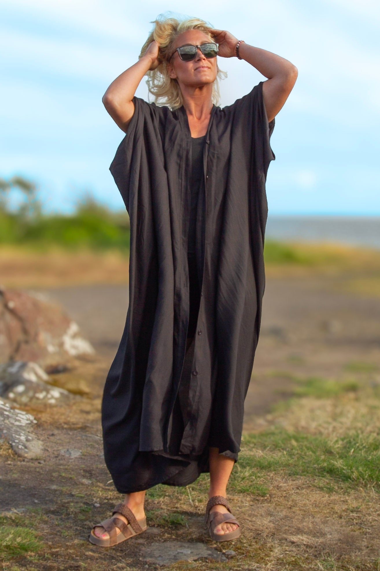 Sort Kaftan Kjole Olinda Sort