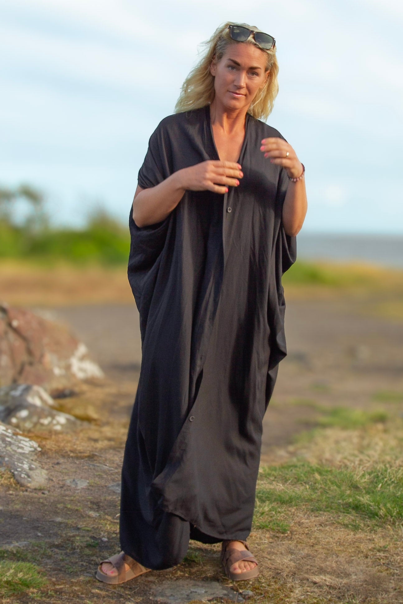 Sort Kaftan Kjole Olinda Sort