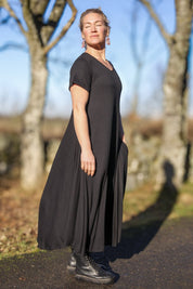 Sort kjole Ballerina V-hals Sort
