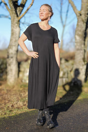 Sort kjole Ballerina V-hals Sort