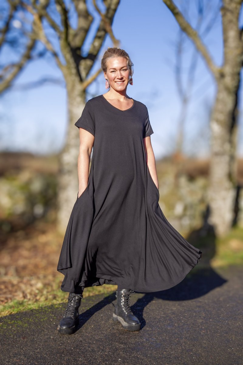 Sort kjole Ballerina V-hals Sort